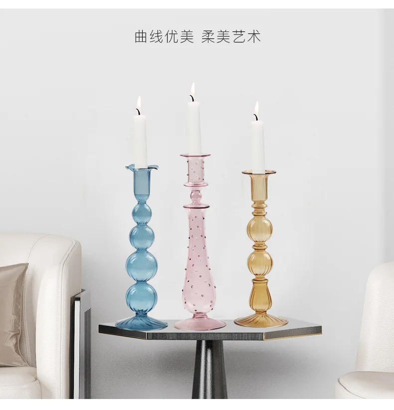 Description Picture 4 of itemGlass Candle Holder Home Decor Wedding Decoration Home Decoration Accessories European Retro Crystal Candlestick Dropshipping
