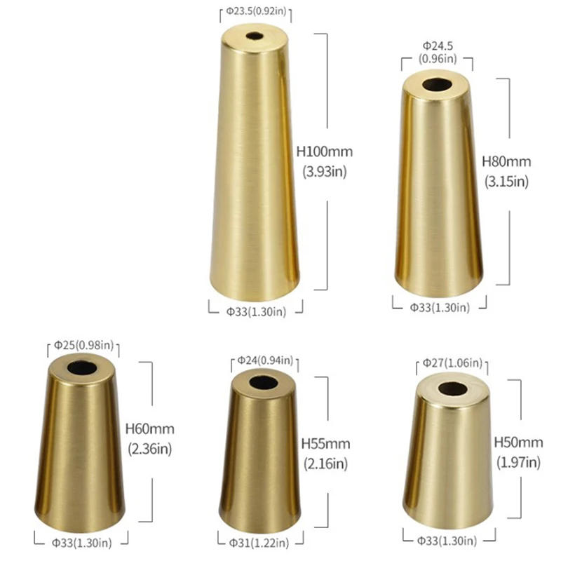 Description Picture 3 of item1pcs Foot Solid Copper Tip Furniture Leg Cover Brushed Brass Table Chair Cylinder/Cone Cap Protect Decor Bottom Safe Pad