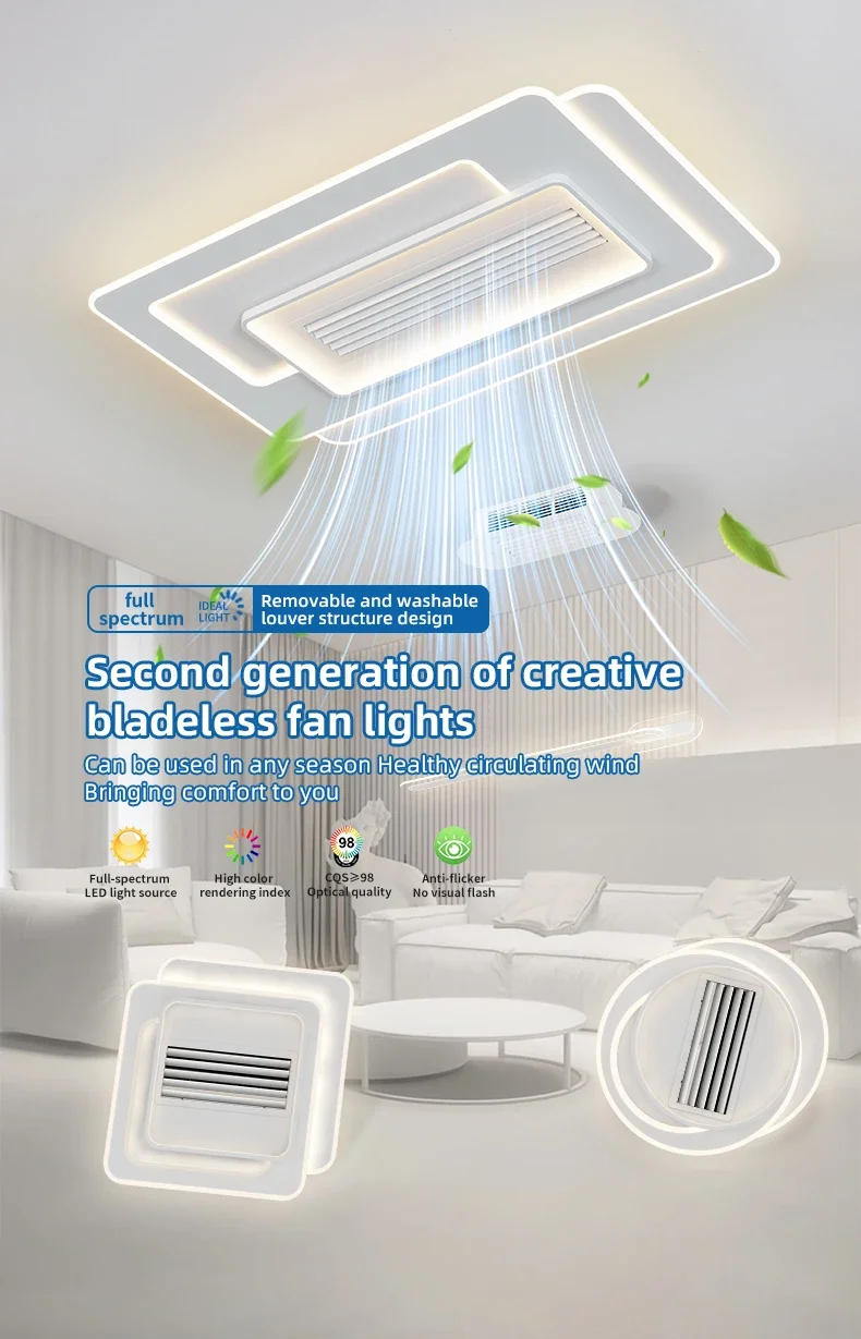 Description Picture 2 of itemBladeless Fan Light Bedroom Light Full Spectrum Eye Protection Anti Blue Light Ceiling Lamp with Electric Fan Mute All-in-One