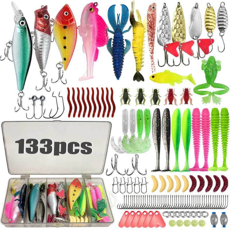 Description Picture 3 of item409/239/193/133/83pcs Fishing Lures Kit for Topwater Bait Rigs Tackle Kit for Bass Trout Salmon Fishing Accessories