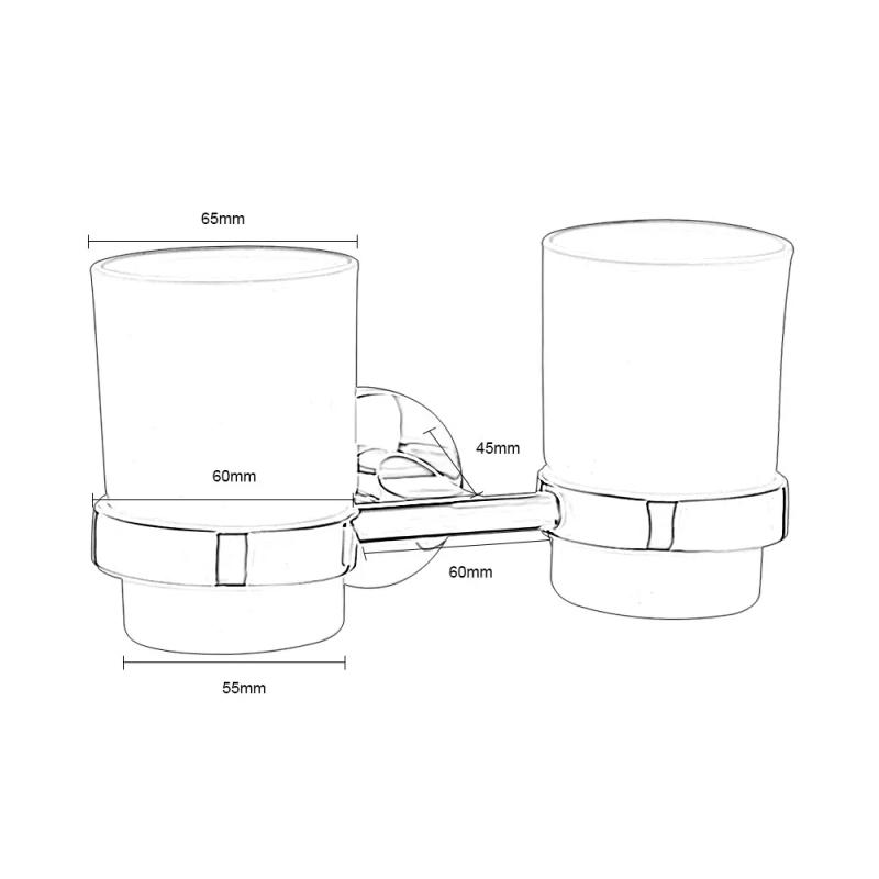 Description Picture 4 of itemBathroom Modern Wall-Mounted Toothbrush Holder Glass Cup Tumbler Frame Bathroom Storage Organizer Tooth Brush Cup Tools Washroom