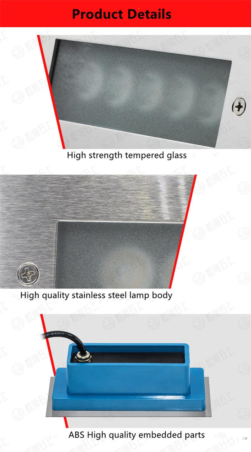 Description Picture 5 of itemOutdoor LED Step Light 5W Waterproof Stair Wall Embedded Underground Lamp 5W 170x70mm Deck Footlights 85-265V DC12V