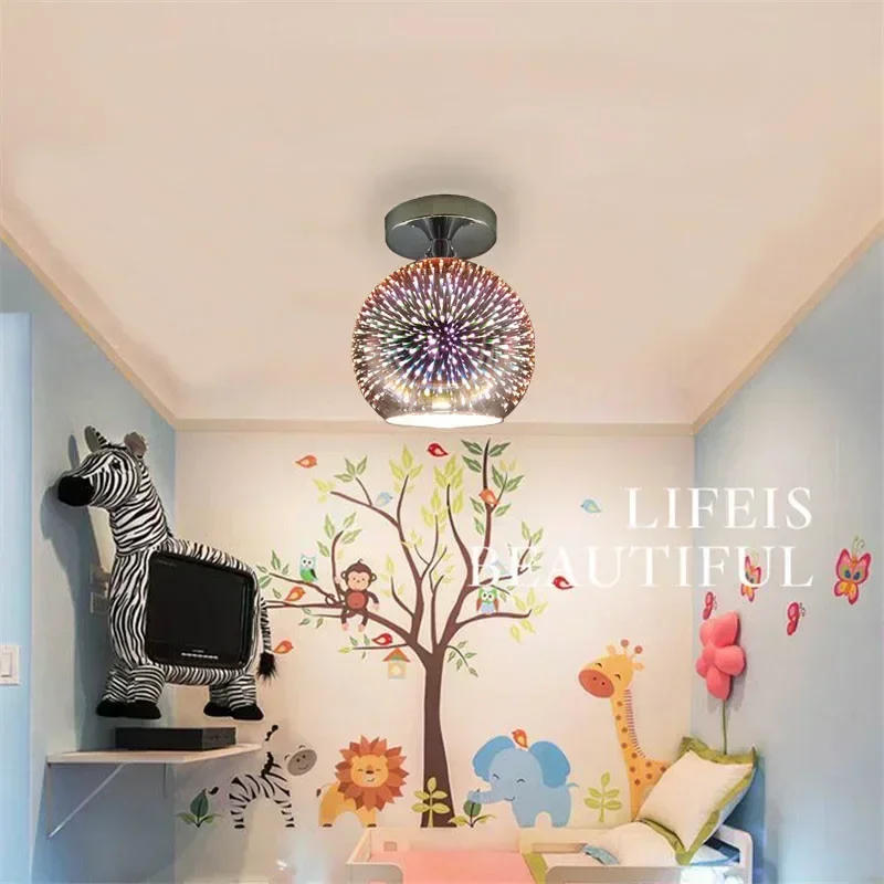Description Picture 6 of itemNordic Modern Ceiling Lamp 3D Fireworks Electroplated Stained Glass Living Room Bedroom Kitchen Aisle Entrance Lighting Fixtures