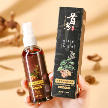 100ml Polygonum Multiflorum Natural Black Hair Serum Dyeing Spray Gray Hair Coloring Shampoo White Hair To Black Promote Beauty