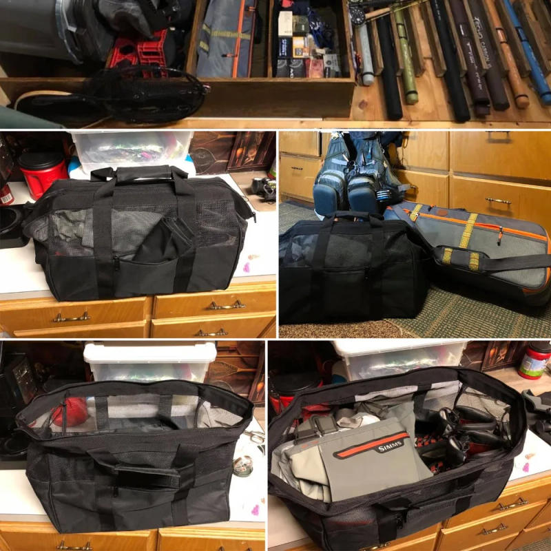 Description Picture 3 of itemMaximumcatch Mesh Fishing Wader Bag PVC Mesh Venting 17.7 (L) x 11.8 (H) x 11.8 (D)inch