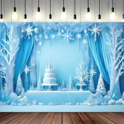 Girls Frozen Birthday Party Backdrops Princess Castle Snow Photo Backgrounds Curtain Snowflake Studio Photography Props