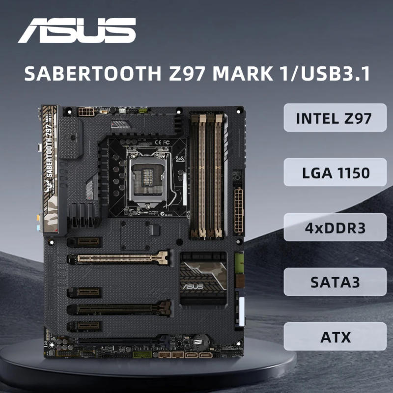 Description Picture 2 of itemASUS SABERTOOTH Z97 MARK 1/USB3.1 LGA1150 Socket Support 4th/5th Gen Intel Core i7/i5/i3/Pentium/Celeron 4xDDR3 Z97 Mainboard