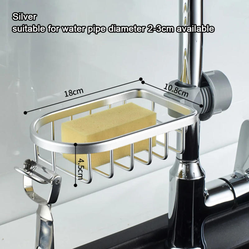 Description Picture 3 of itemKitchen Stainless Steel Sink Drain Rack Sponge Storage Faucet Holder Soap Drainer Towel Rack Shelf Organizer Kitchen Accessories