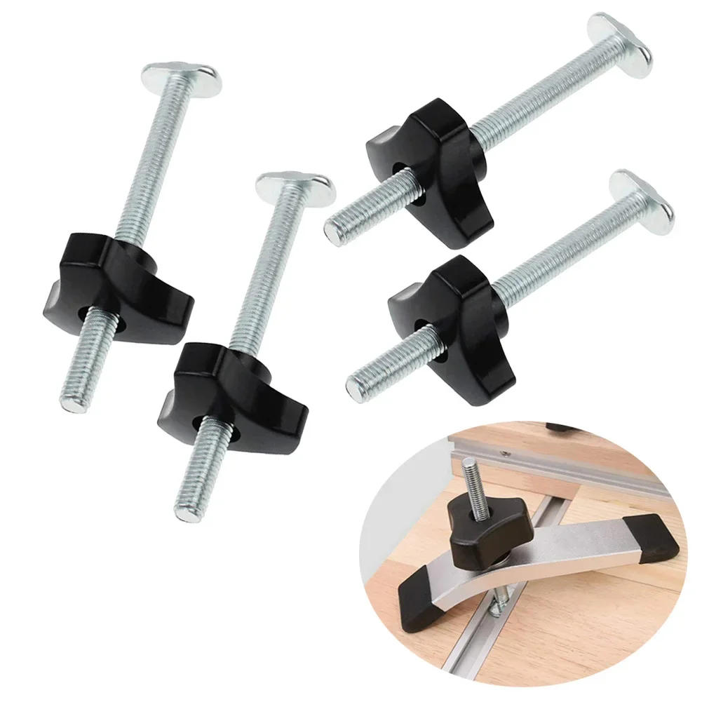 Description Picture 5 of item4Set M8 T-Track Bolts Knobs Clamps Woodworking Jigs Slide Handle Screws M8 Nut Saw Table Acting Hold Down Clamp Hand Tools