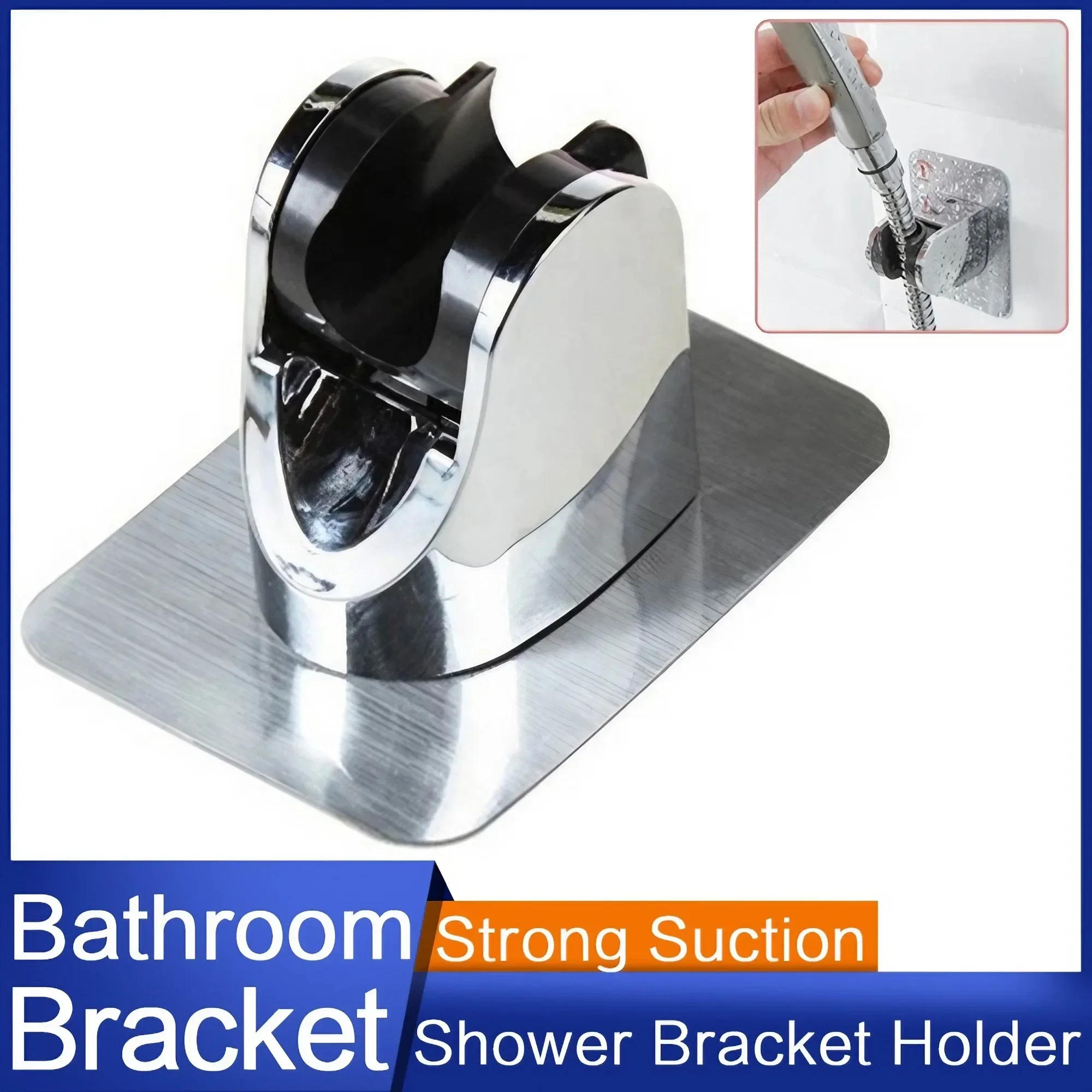 Description Picture 2 of itemJJYY Adjustable Self-adhesive Hand Shower Bracket Chrome Absorbed Polished Wall-mounted Bathroom Accessories
