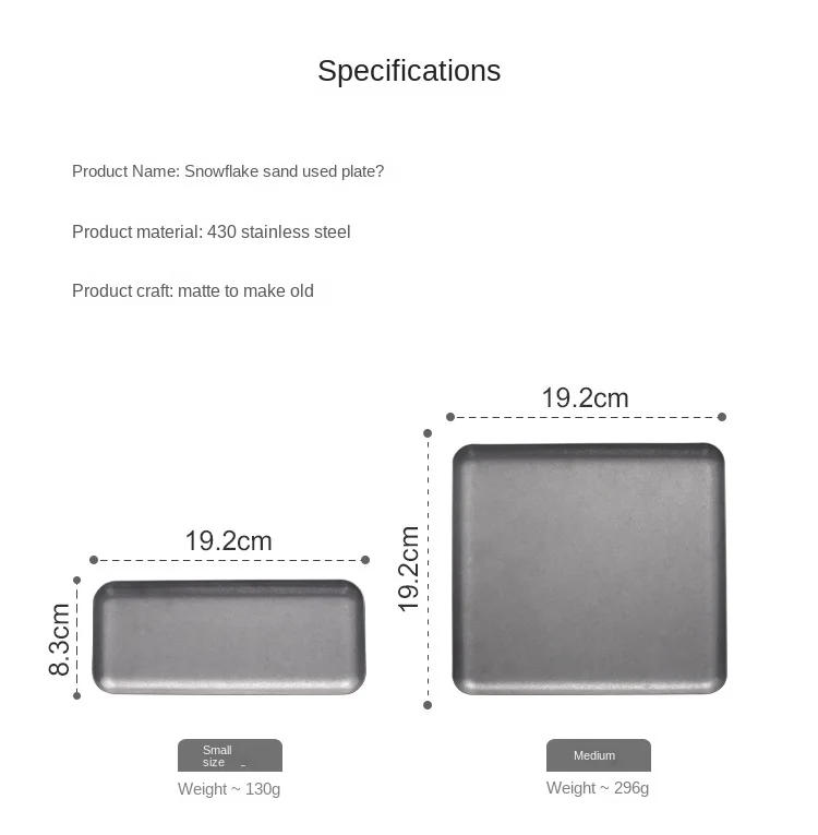 Description Picture 5 of itemRectangle Stainless Steel Tray Buffet Presentation Tray Metal Food Serving Plate Home Storage & Organization Snack Dish