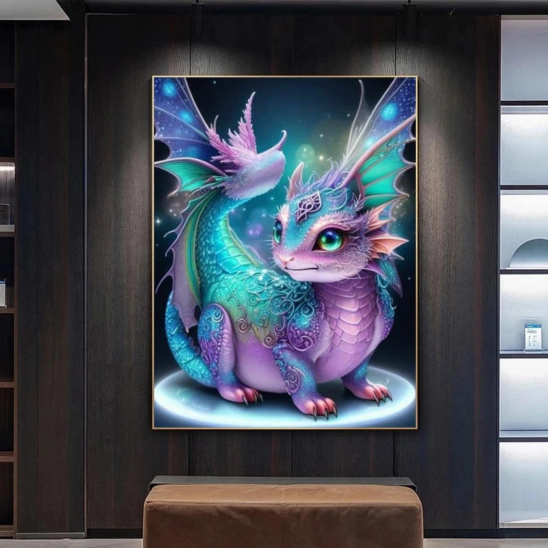 Description Picture 5 of item5D DIY Cartoon Colorful Dinosaur Diamond Painting Animal Baby Dragon Cross Stitch Kits  Home Decor Handmade Diamond Mosaic Art