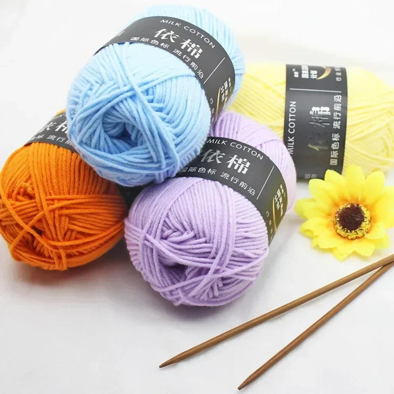 Description Picture 3 of item4ply Milk Cotton Knitting Wool 50g Yarn Needlework Dyed Lanas For Crochet Craft Sweater Hat Dolls DIY Knitting Tools
