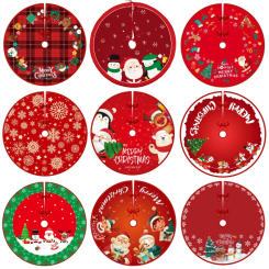90cm Christmas Tree Skirt Red Christmas Tree Foot Cover Santa Claus Snowflake Christmas Tree Carpet Base Mat Xmas Decorations