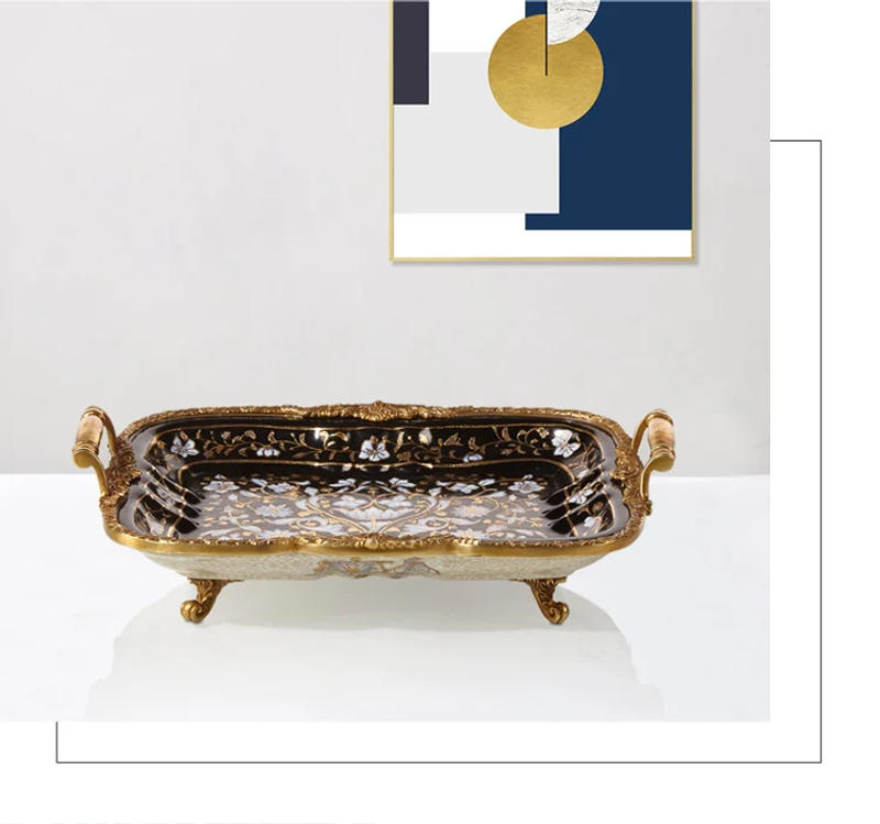 Description Picture 5 of itemShaped Desk Plate Storage Organization Japanese Luxury Plate Beautiful Entrance Charolas Decorativas Room Decoration Accessories