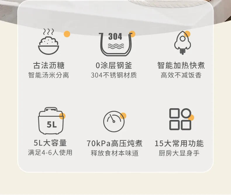 Description Picture 3 of item220V High-Quality Korean Style Low-Sugar Rice Cooker with Separate Soup and Rice Function Suitable for Diabetics Keep Warm