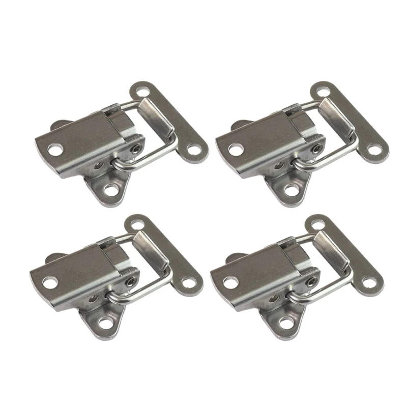 Description Picture 2 of item4pcs/lot Stainless Steel Cabinet Boxes Spring Loaded Latch Catch Toggle Clamp Hasp Mini Lock For: Flight Case Wooden Box