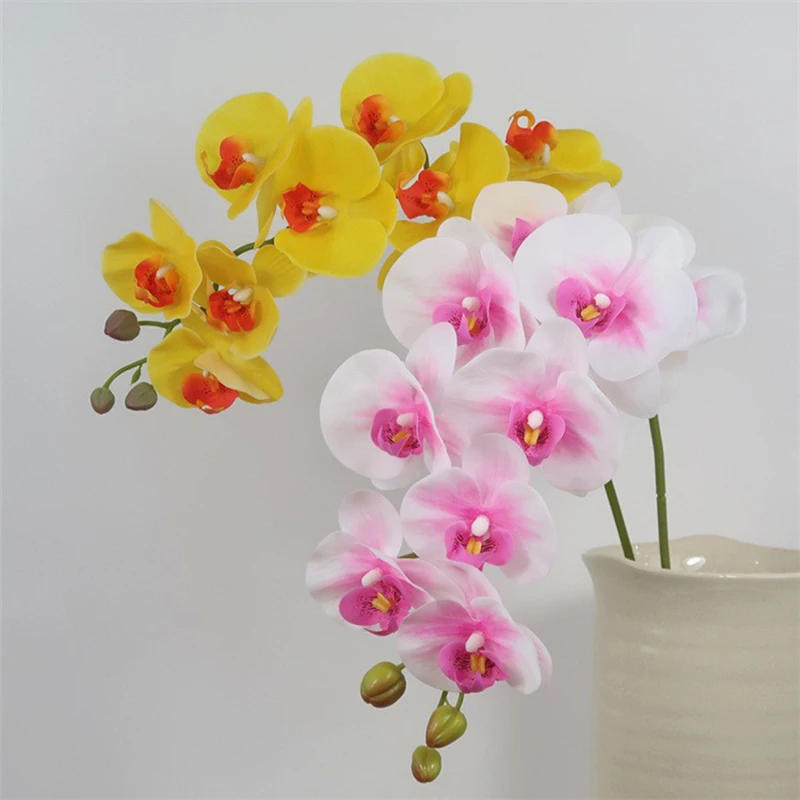 Description Picture 6 of item9 Heads 98cm Artificial Butterfly Orchid Flowers Fake Moth Orchids Flowers for Wedding Christmas Festival Home Decor