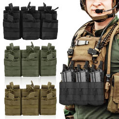 Tactical Molle Pouch Triple Magazine Pouch Double Layer Mag Pouches Open Top Mag Holder Cartridge Holder for M4 M16 AK AR Bag