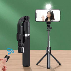 3 In 1 Wireless selfie stick Tripod With Fill Light Bluetooth Shutter Remote Control Portable Foldable Monopod For Smart Phone