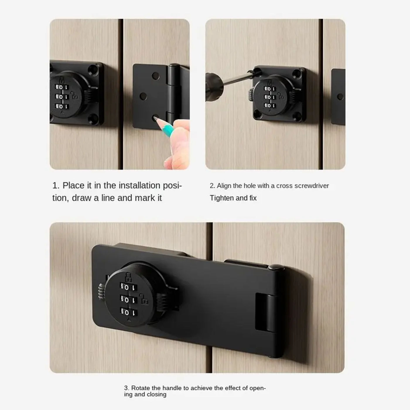 Description Picture 5 of itemZinc Alloy 3 Digit Coded Luminous Password Lock Household Security Cabinet Password Locks Keyless Drawer Combination Coded Lock