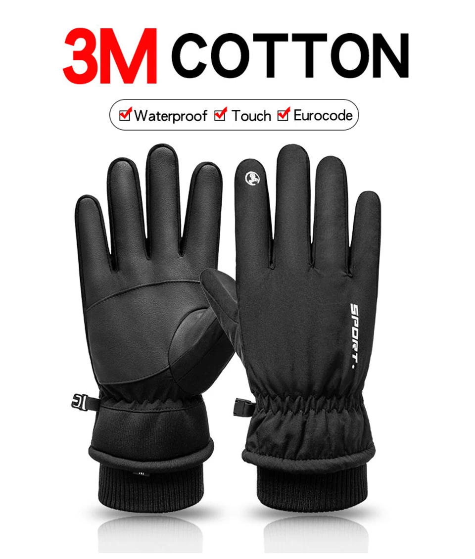 Description Picture 5 of itemThermal Winter Cycling Ski Gloves Outdoor Sports Running Motorcycle Touch Screen Fleece Gloves Non-slip Warm Full Fingers Gloves