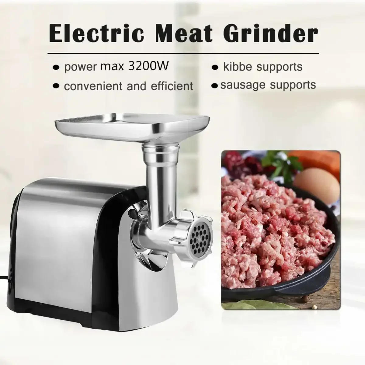 Description Picture 2 of itemElectric Meat Grinder, Heavy Duty Meat Mincer, Sausage Stuffer Maker,Stainless Steel Cutting Blade 3200W Food Grinder Mixers