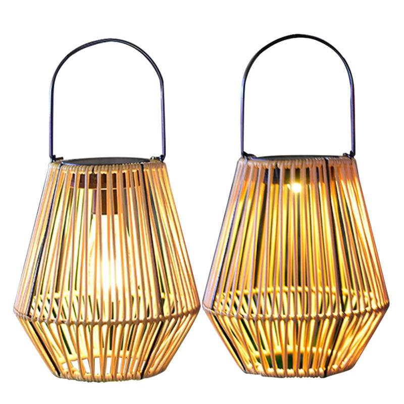 Description Picture 3 of itemOutdoor Solar Light Hanging Rattan Solar Lantern with Handle Rattan Weaving Bamboo Lamp Solar Power Streetlight Garden Decoratio