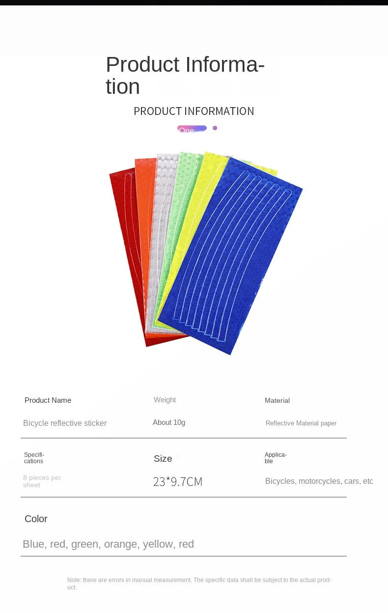 Description Picture 3 of itemBike Reflective Stickers MTB Bicycle Wheel Spoke Tubes Strip Adhesive Tape Safety Decor Rim Sticker Cycling Accessories 6 Colors