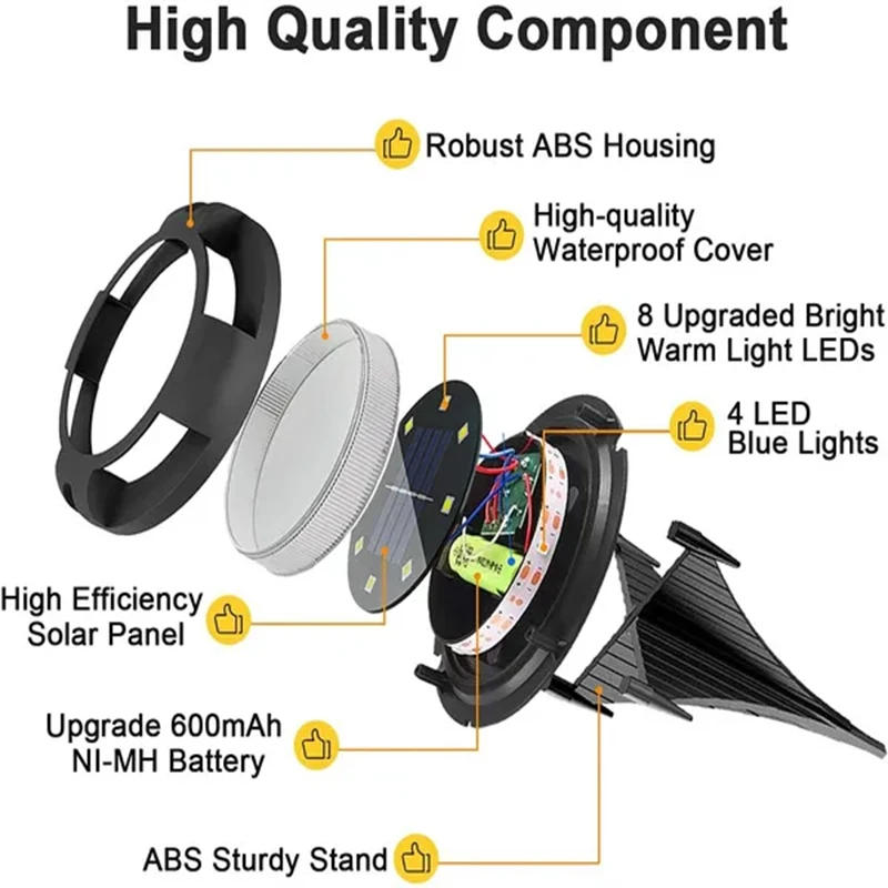 Description Picture 4 of item12LED Solar Power Disk Light Outdoor Garden Solar Underground Light Deck Light Spotlight Buried Solar Led Lamp Garden Decor