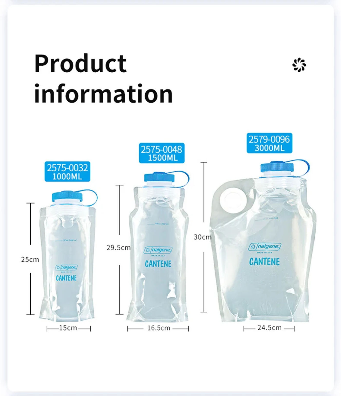 Description Picture 3 of itemNalgene-Portable Transparent Water Bag, Ultra Light Folding Water Bottle, Outdoor Sports, Camping, Hiking Drinking Bottle