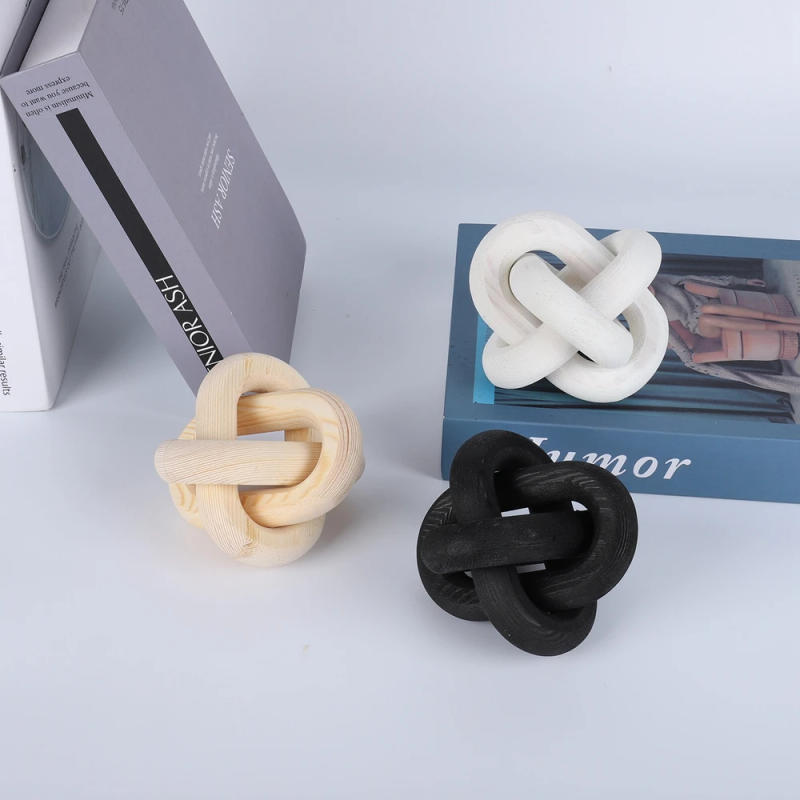 Description Picture 4 of itemBoho Style Wooden Chain Link Ball Decoration Hand Carved 3-Link Chain Art Craft Table Ornament Rustic Farmhouse Home Table Decor