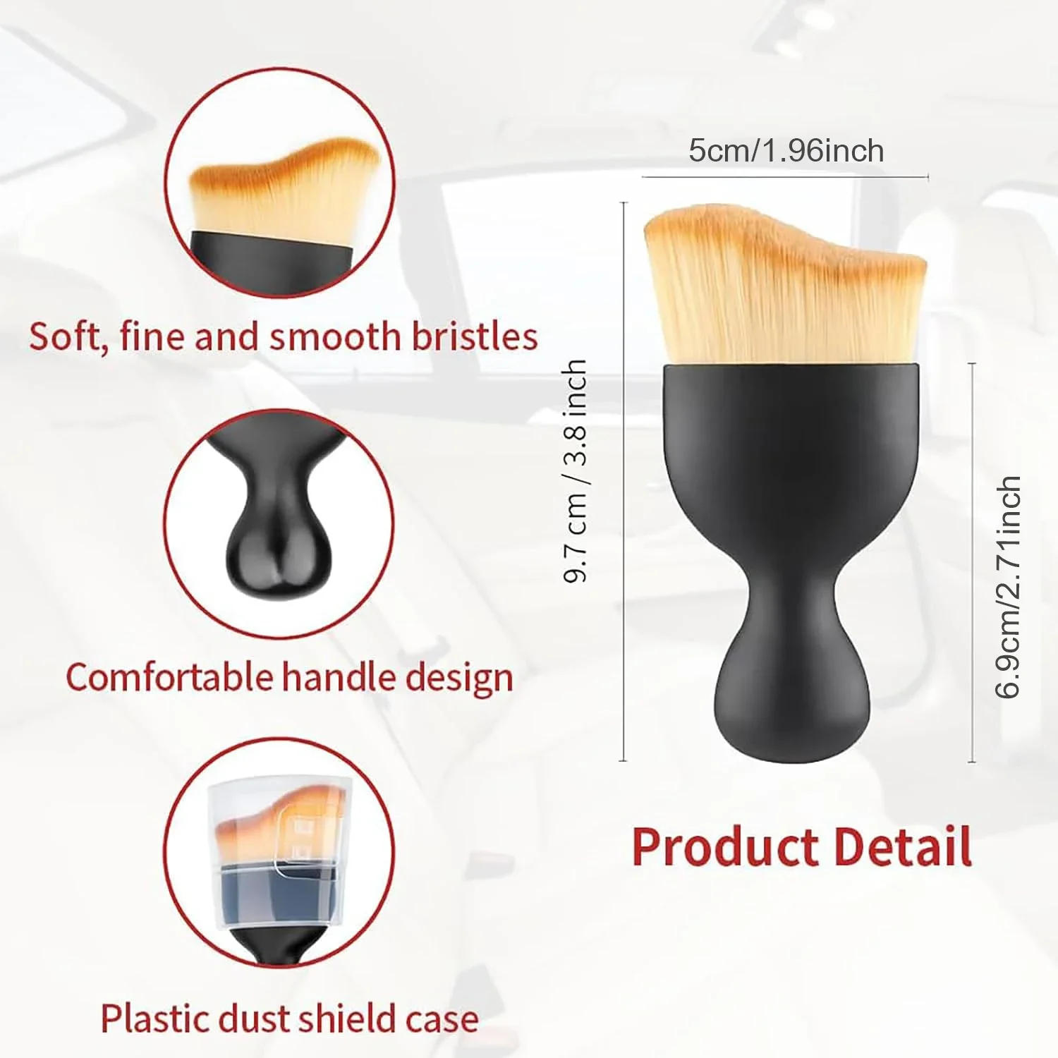 Description Picture 6 of itemCar Interior Cleaning Brush Keyboard Air Conditioner Camera Thick Soft Fur Clean Brushes with Cover Crevice Dust Detailing Tools