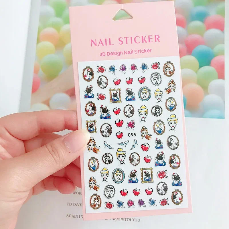 Description Picture 5 of item1PCS 3D Disney Cartoon Princess Nail Stickers Simpson Stickers Nail Supplies Nail Decals Anime Mickey Minnie Stickers For Nails