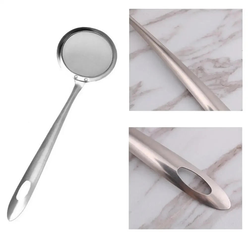 Description Picture 2 of item8/10/13cm Stainless Steel Mesh Spoon Sifter Sieve Cooking Skimmer Strainer For Removing Grease Fat And Foam Kitchen Accessories