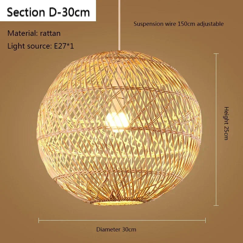 Description Picture 6 of itemRattan Pendant Bedroom Living Room Kitchen Lamp Hand Weaving Bamboo Art Lamp Lighting Pendant Lamp Lamps for Bedroom