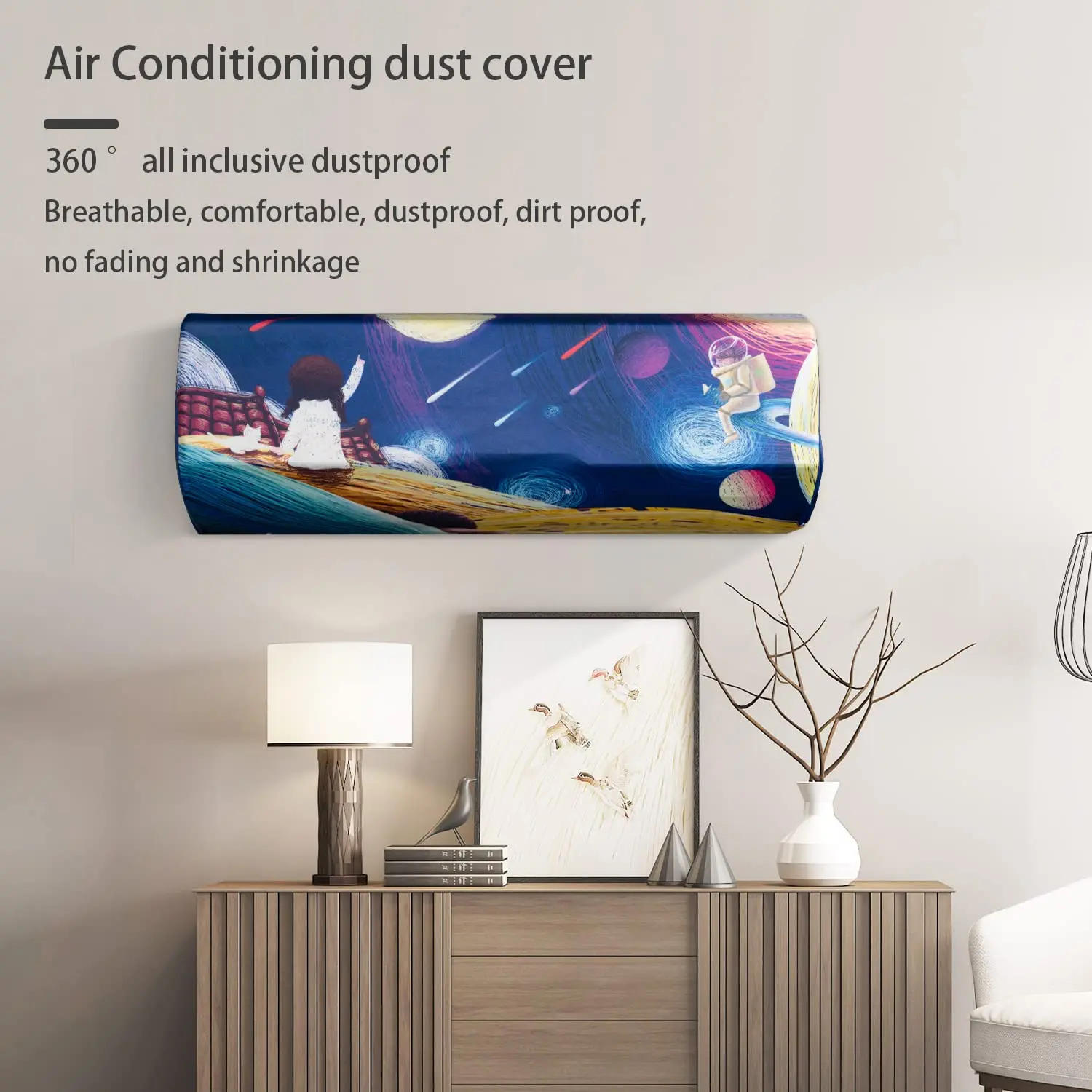 Description Picture 3 of itemGeometric Crown Print All-Inclusive Dust Cover Air Conditioner Cover Indoor Easy Cleaning Cover Air Conditioning Protective Case