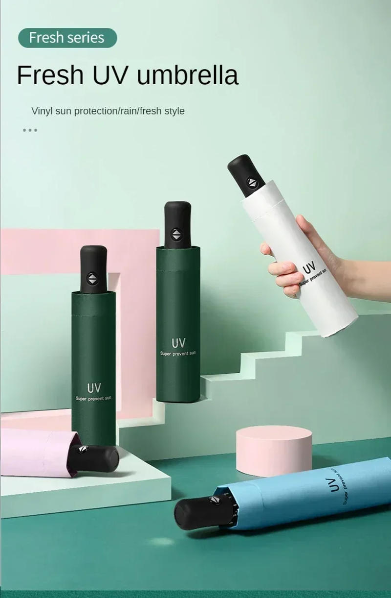 Description Picture 2 of itemMini Folding Automatic Umbrella Anti UV Rain Sun Umbrella Fashion Portable Windproof Light Women Men Children Parasol Umbrella