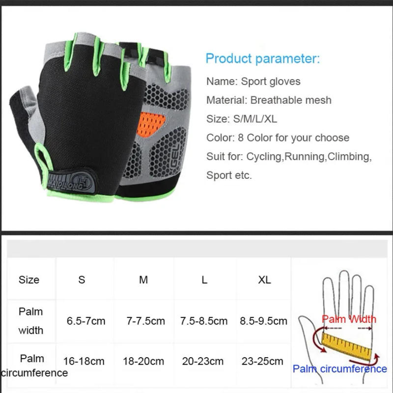 Description Picture 3 of itemGym Gloves Women Men Weightlifting Dumbbell Fitness Sport Training Exercise Gloves Non Slip Breathable Fingerless Cycling Gloves