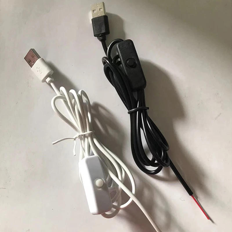 Description Picture 3 of item1PC 5V Switch Power Supply Wire 1M/1.5M USB Male To 2 Core Connection Cable 501 Button ON OFF 2A For LED Strip Lamp Bulb Light