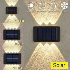 10/8/6/4/2 LED Outdoor Solar Wall Lamp Up and Down Luminous Light for Garden Fence Decoration Waterproof Solar Powered Lamp