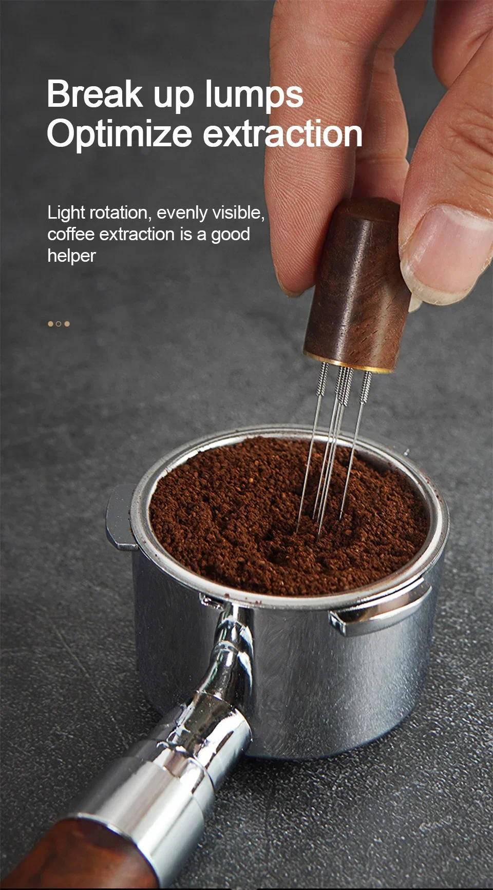 Description Picture 6 of itemCoffee Tamper Needles Tools Espresso Powder Stirrer Distributor Leveler WDT Cafe Stirring Barista Accessories 6 Needles Stirrer