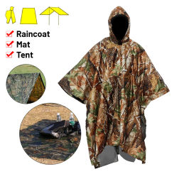 3 in 1 Multifunctional Raincoat Waterproof Rain Poncho Jacket Hiking Rain Cover Outdoor Awning Tent Mat Camping Clothes Rainwear