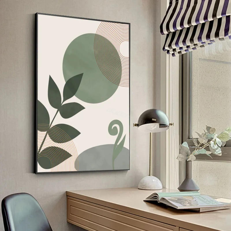 Description Picture 3 of item1pc Leaves Sun Rainbow Geometric Abstract Boho Wall Art Nordic Poster Stickers Art Wall Murals Decor Game Room Decor Gifts