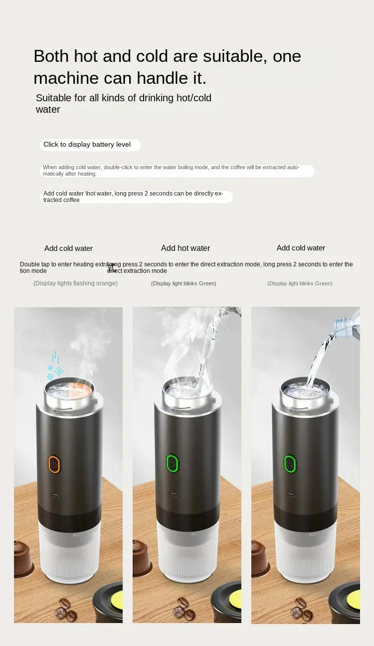 Description Picture 5 of itemPortable Wireless Electric Espresso Coffee Machine For Travel &Car &Home Camping Coffee Maker 3-in-1 Capsule Powder Coffee Maker