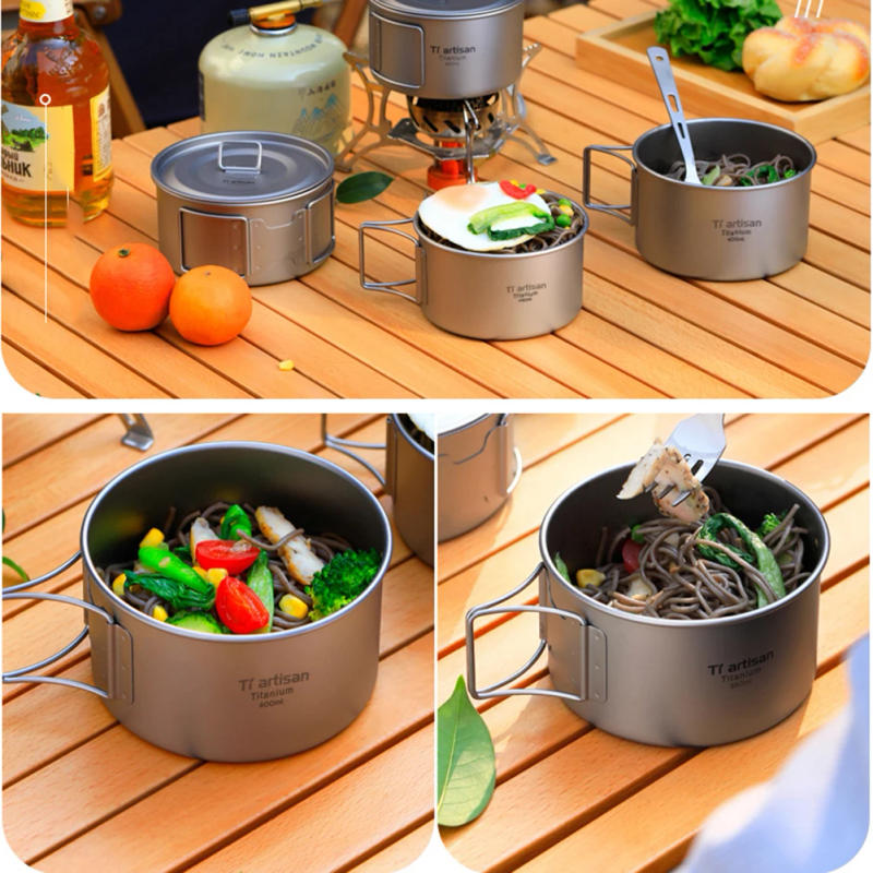 Description Picture 6 of item1/2Pcs Camping Bowl With Folding Handle Camping Bowls Dinner Food Container Outdoor Pan Cookware Set Camping Supply Picnics Part