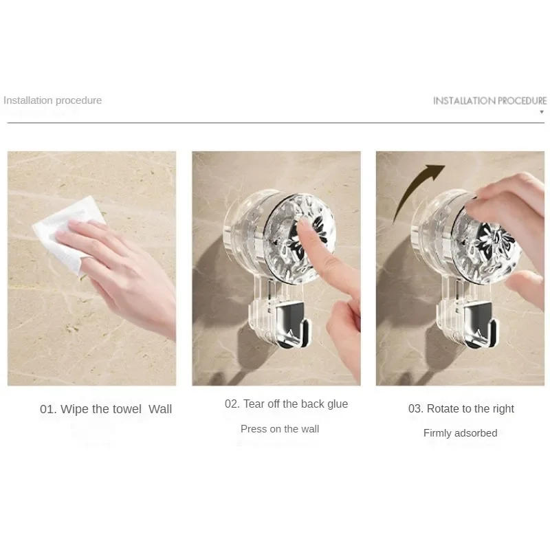 Description Picture 2 of itemStrong Suction Cup Hooks Household Storage Multifunctional Wall Hanging Keys Clothes Hooks Bathroom Accessories Kitchen Tools