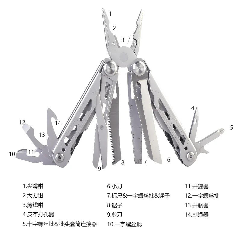 Description Picture 4 of itemMultitool Pliers Durable Metal with Sharp Blade Multi-Tool with Regular Pliers Wire Cutter Screwdrivers Scissors for Outdoor Use