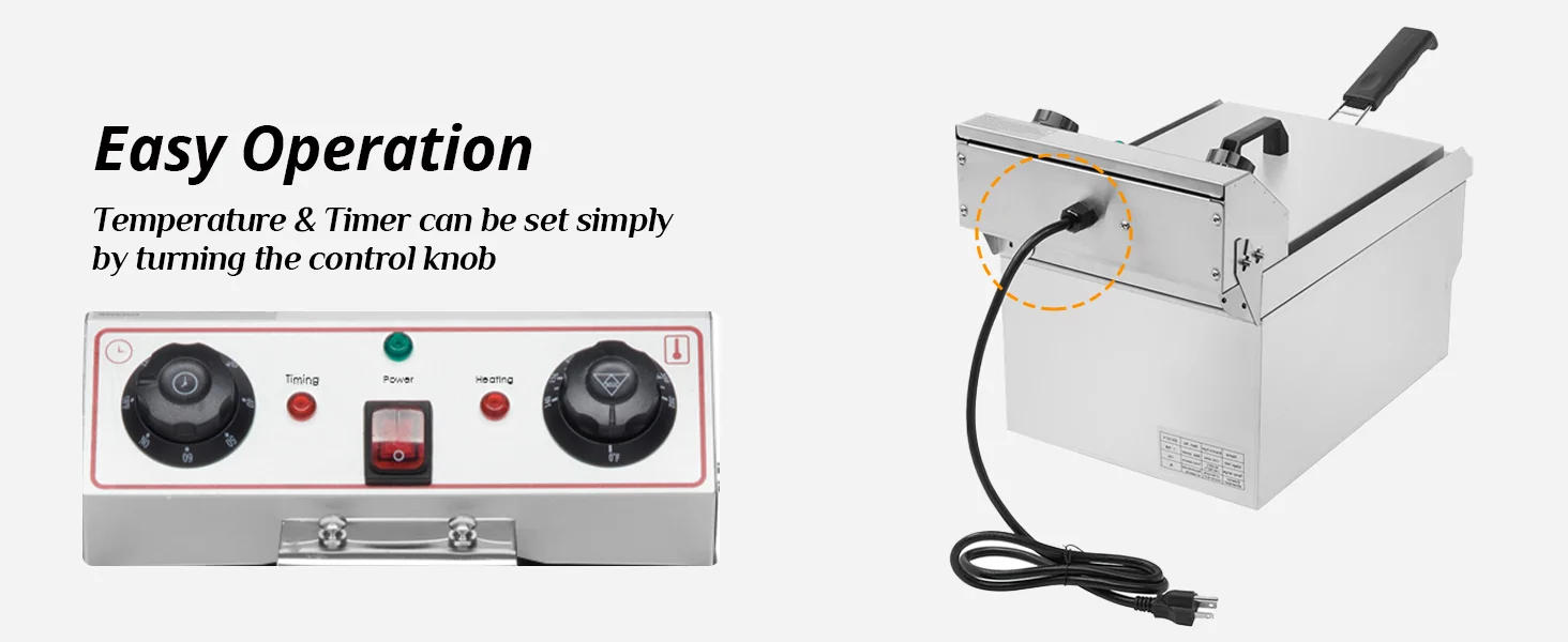 Description Picture 6 of item12.5QT Electric Deep Fryer with Time Control & Oil Filtration, 11.8L Countertop Stainless Steel w/Temperature Control & B