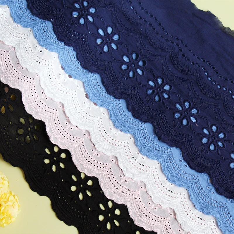 Description Picture 2 of itemCotton Embroidery Lace Trim, Sewing Accessories, 21cm Wide, DIY Handmade Skirt, Bedding Curtains, Lace Fabric, 2Yards Colors